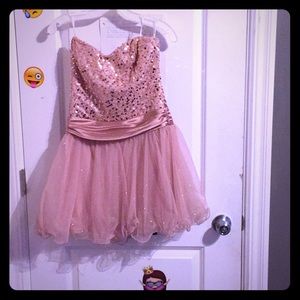 Pink sequence short prom dress